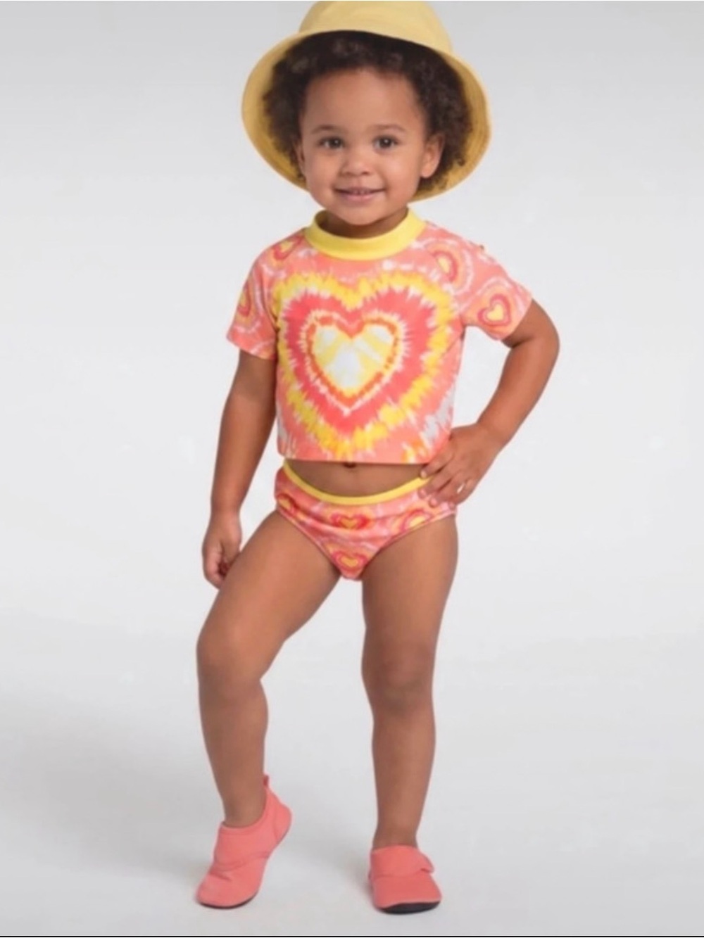 Penelope Mack’s Toddler Girls Heart Tie Dye Short Sleeve Rash Guard Set 3T